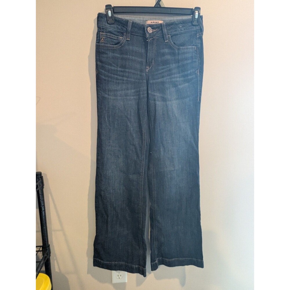 Ariat 28R Perfect Maddie Rise Trouser Jeans Women's Blue Wide Leg Western Flare